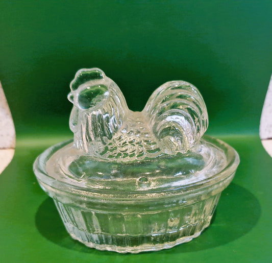 Vintage Glass Chicken Butter Dish: Quirky Kitchen Decor