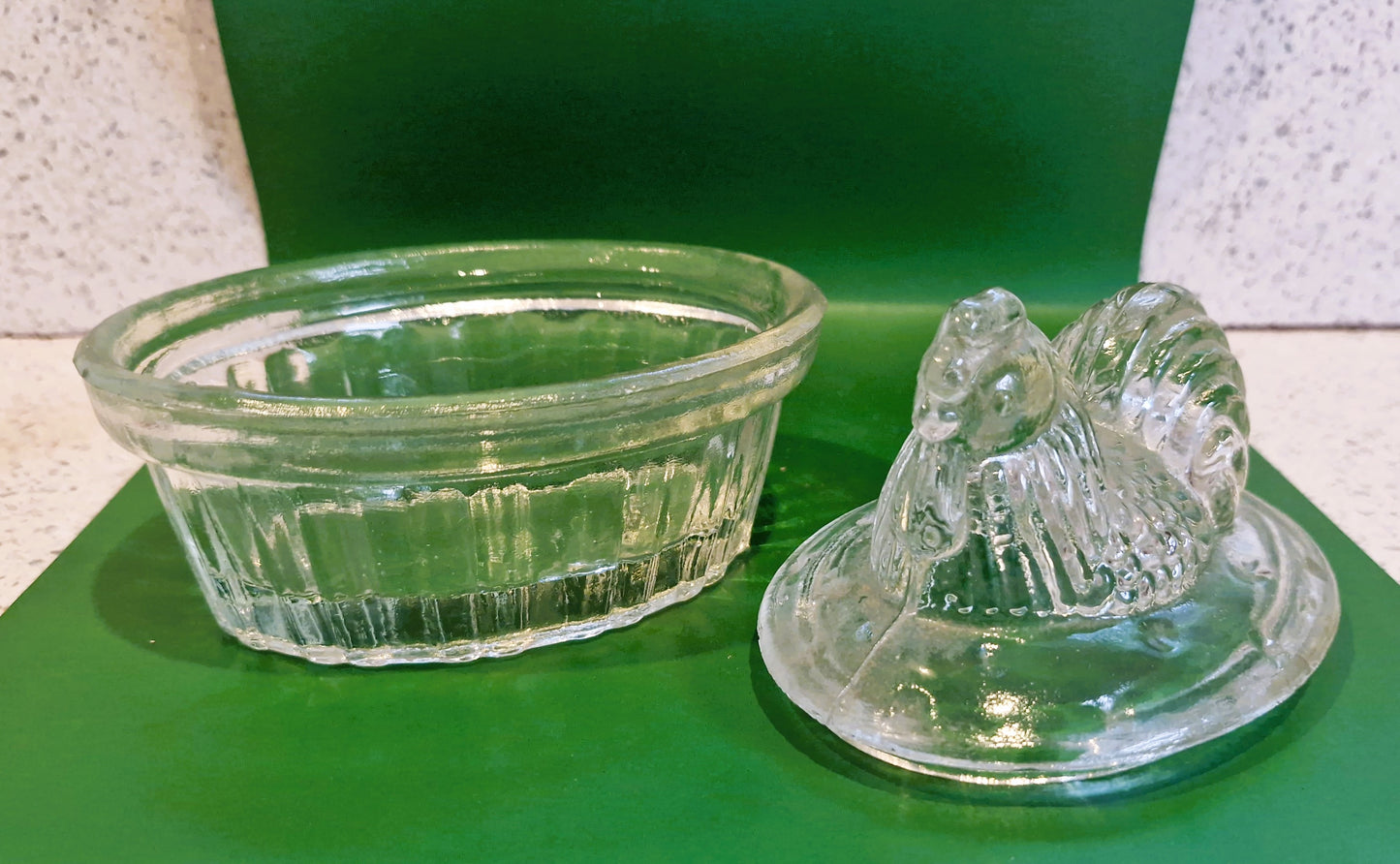 Vintage Glass Chicken Butter Dish: Quirky Kitchen Decor