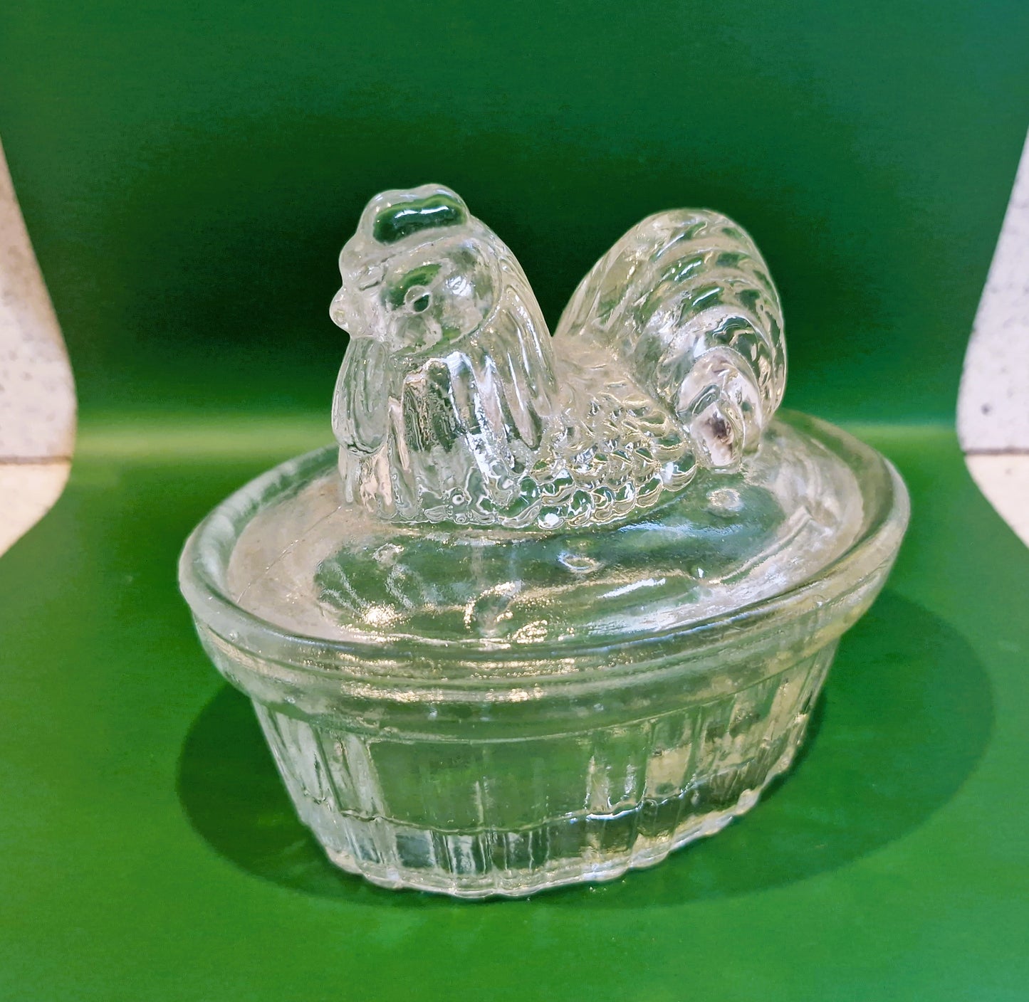 Vintage Glass Chicken Butter Dish: Quirky Kitchen Decor