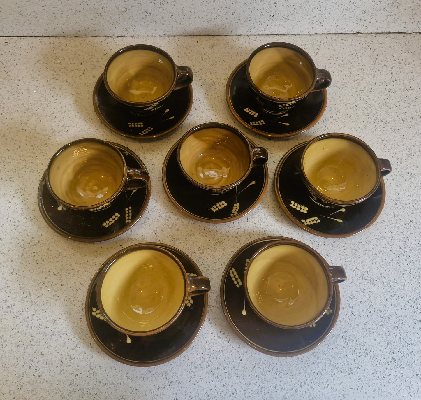 Dieter Kunzemann, Hand Painted Ceramic Coffee Set: Mid-Century Modern, Made in England, 16 Piece