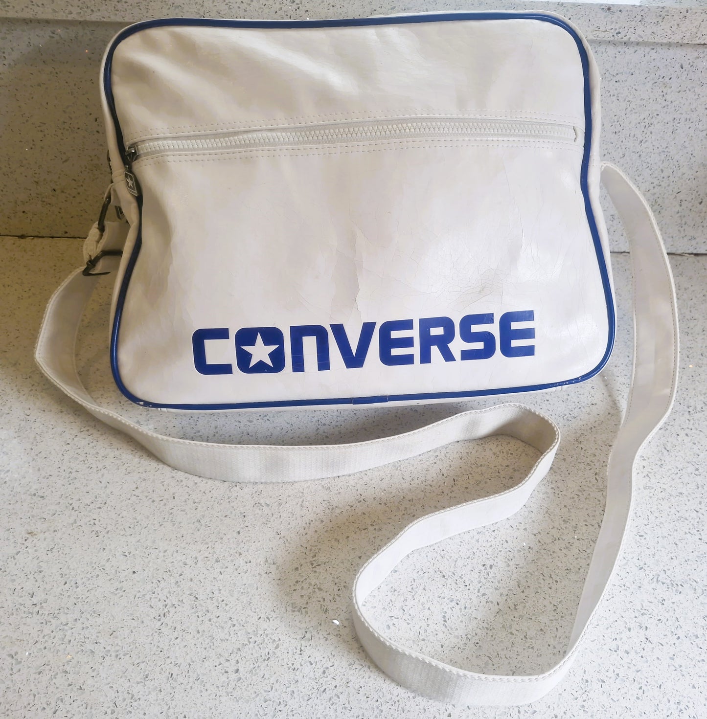 Vintage Converse All Stars Messenger Bag: Large White Crossbody