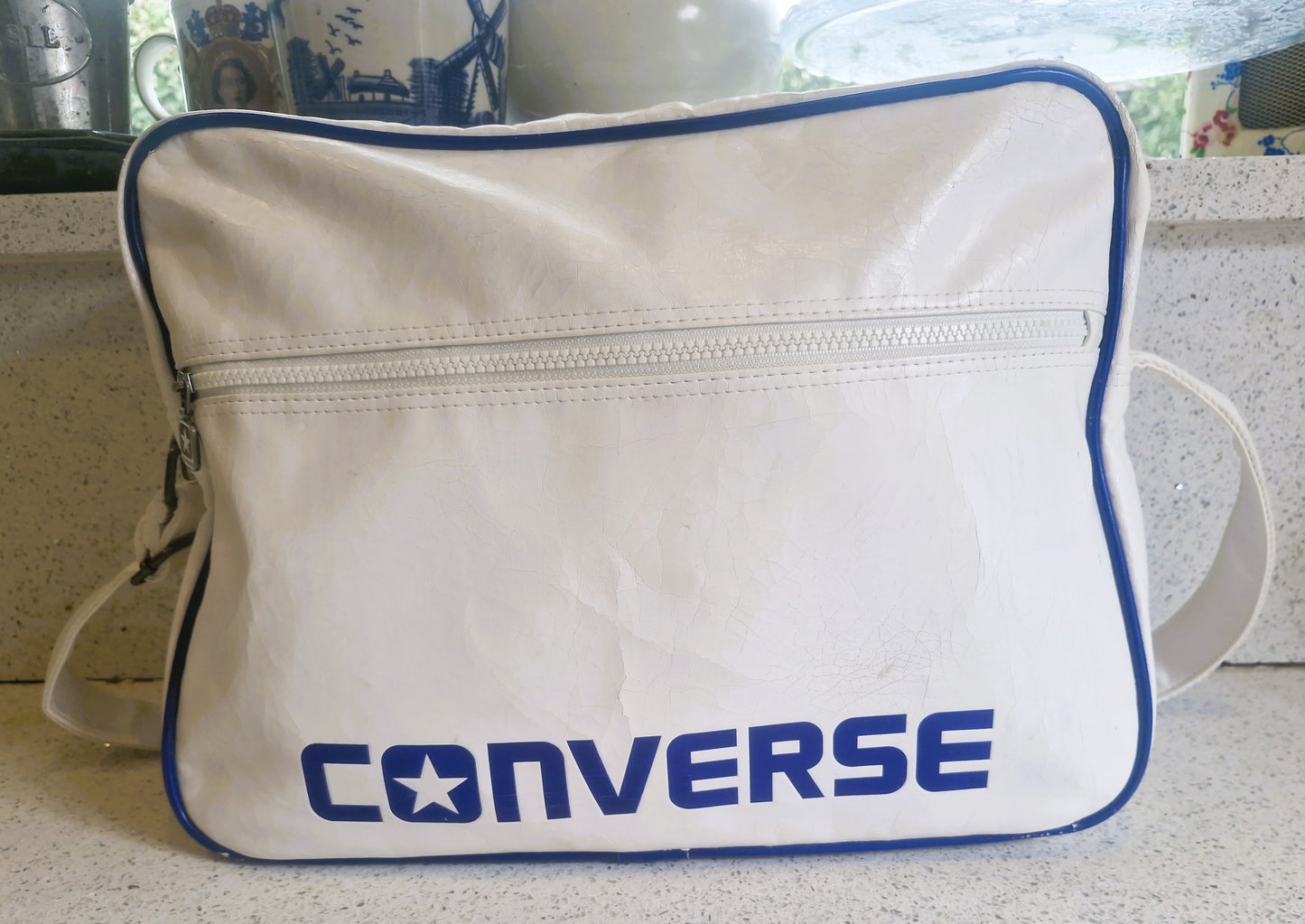 Vintage Converse All Stars Messenger Bag: Large White Crossbody