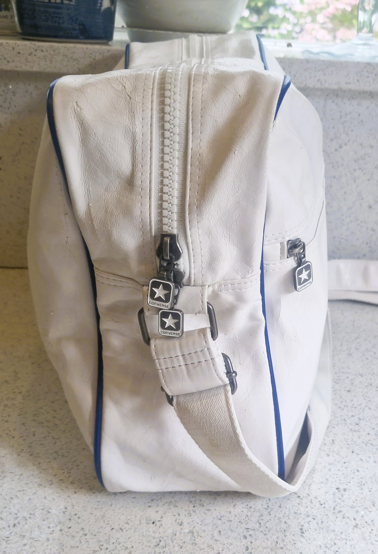 Vintage Converse All Stars Messenger Bag: Large White Crossbody