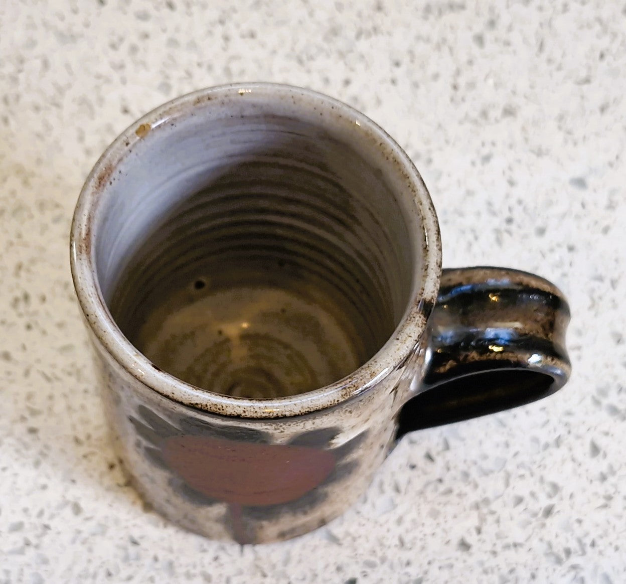 Briglin Studio Pottery Coffee Cup & Saucer: Sunflower Design, England