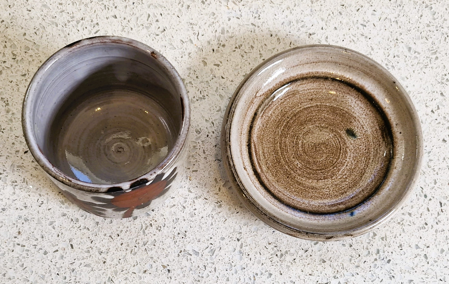 Briglin Studio Pottery Sunflower Sugar Bowl: Mid-Century Modern England