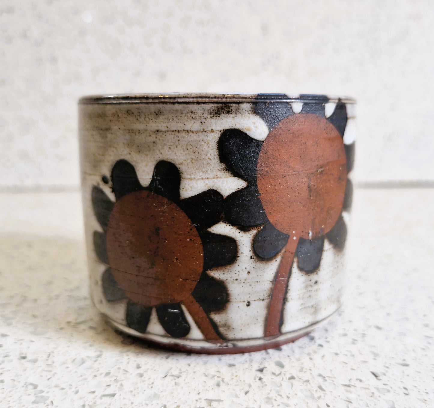 Briglin Studio Pottery Sunflower Sugar Bowl: Mid-Century Modern England