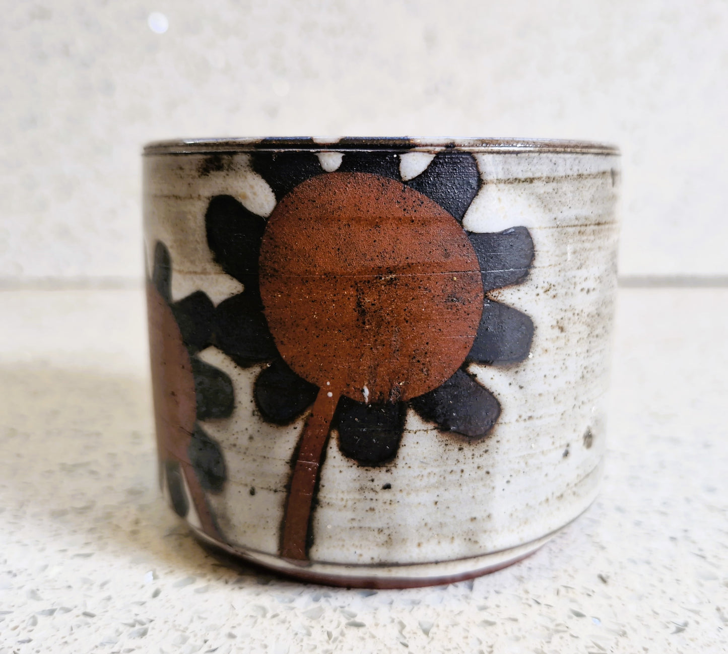 Briglin Studio Pottery Sunflower Sugar Bowl: Mid-Century Modern England