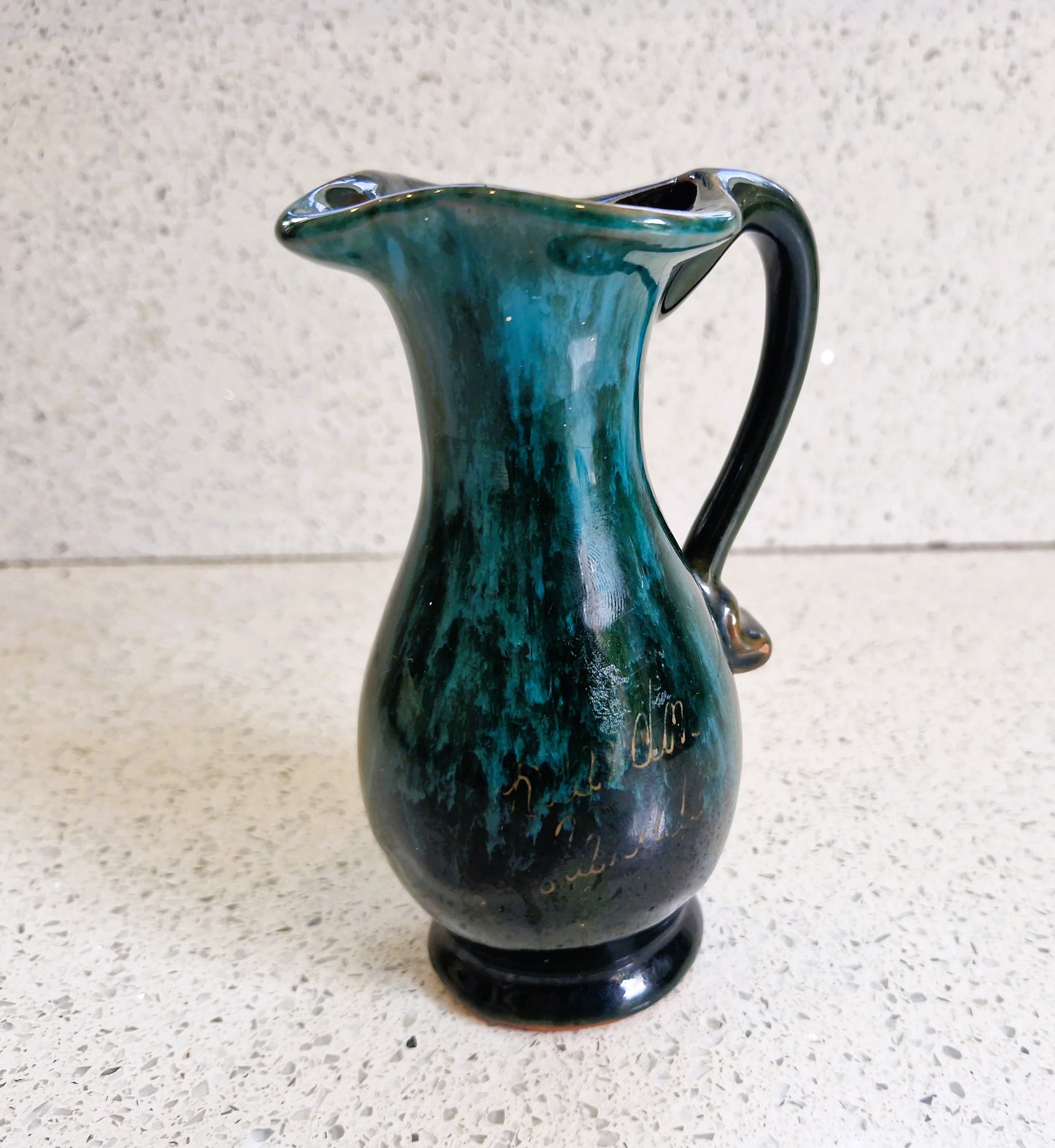 Vintage Blue Flame Glaze Pottery Jug: Canadian Studio Pottery, Jug, Creamer