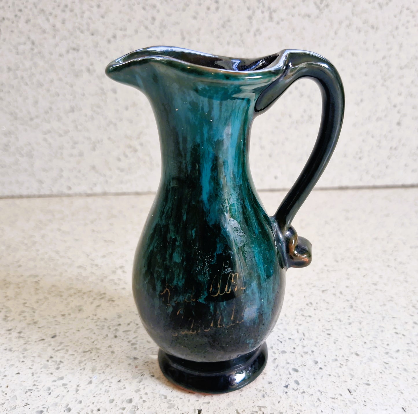 Vintage Blue Flame Glaze Pottery Jug: Canadian Studio Pottery, Jug, Creamer