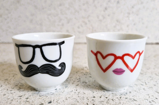 Mr and Mrs Paperchase Egg Cups, Mustachio, Egg Cups, Quirky,