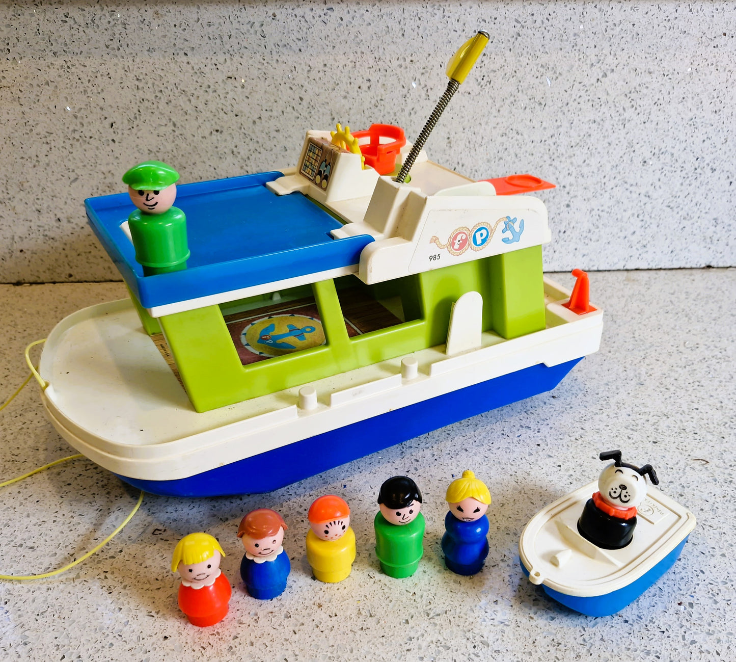 Vintage Fisher-Price Play Family Houseboat, Fisher Price Houseboat, #985 Play family Houseboat, 70s Fisher Price