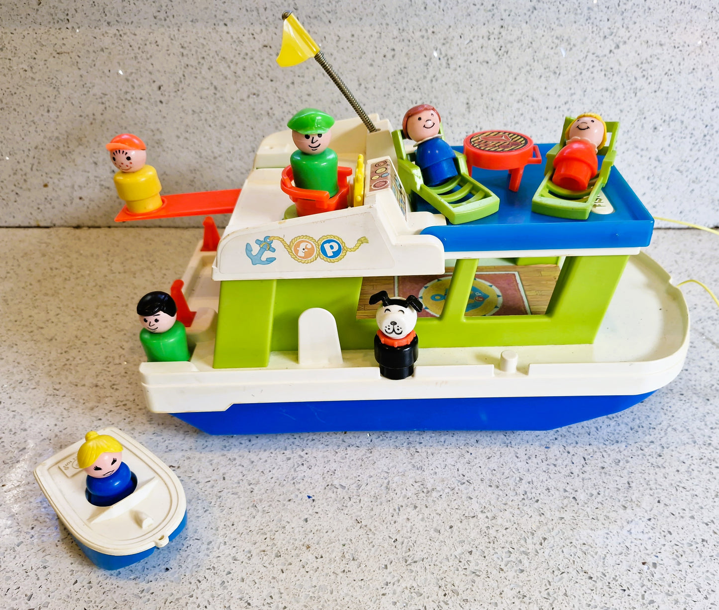 Vintage Fisher-Price Play Family Houseboat, Fisher Price Houseboat, #985 Play family Houseboat, 70s Fisher Price