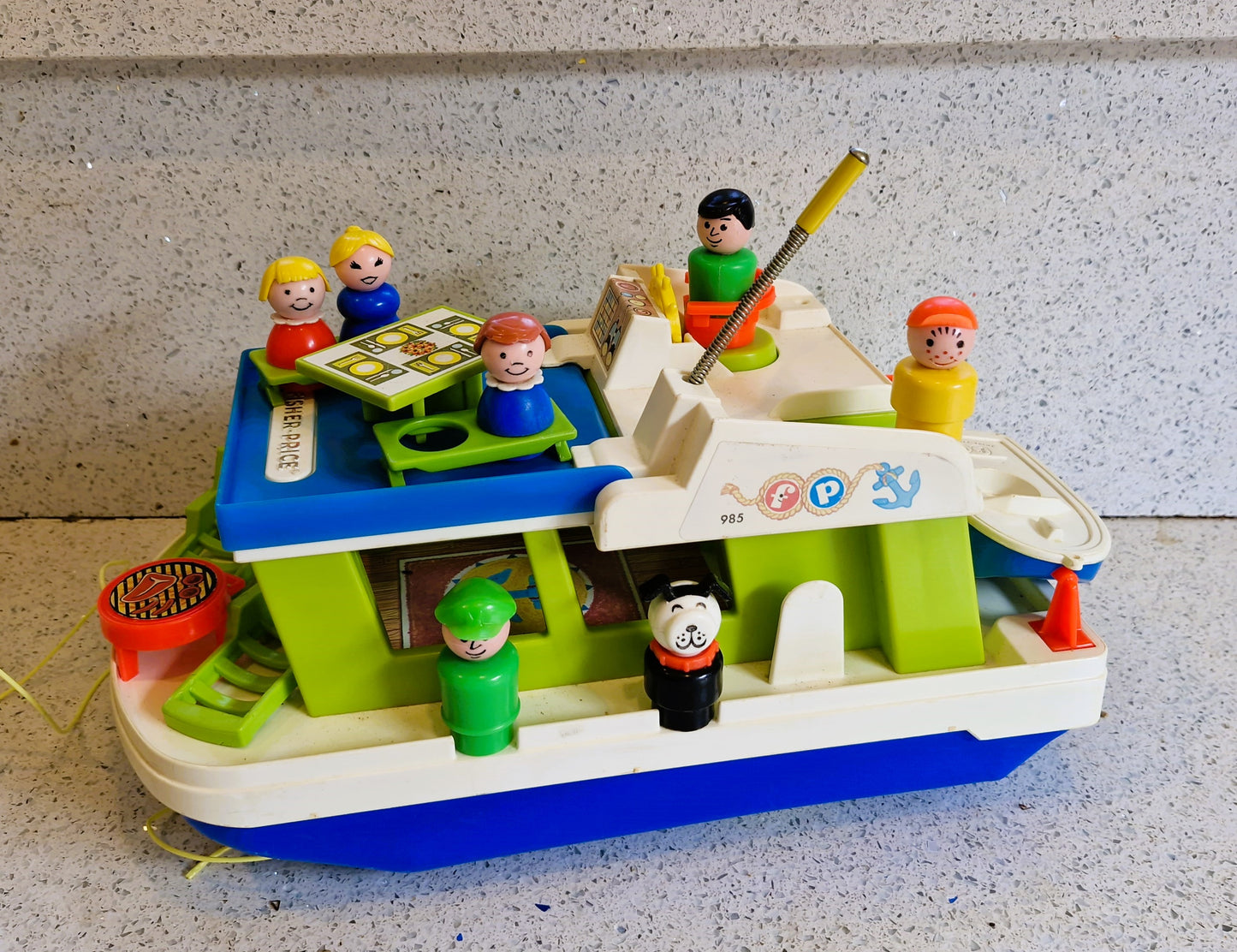Vintage Fisher-Price Play Family Houseboat, Fisher Price Houseboat, #985 Play family Houseboat, 70s Fisher Price