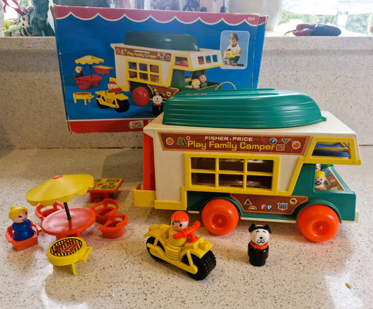 Fisher-Price Vintage Play Family Camper Van, complete, 70s Fisher Price Play Family Camper, 70s. Fisher Price Camper Van