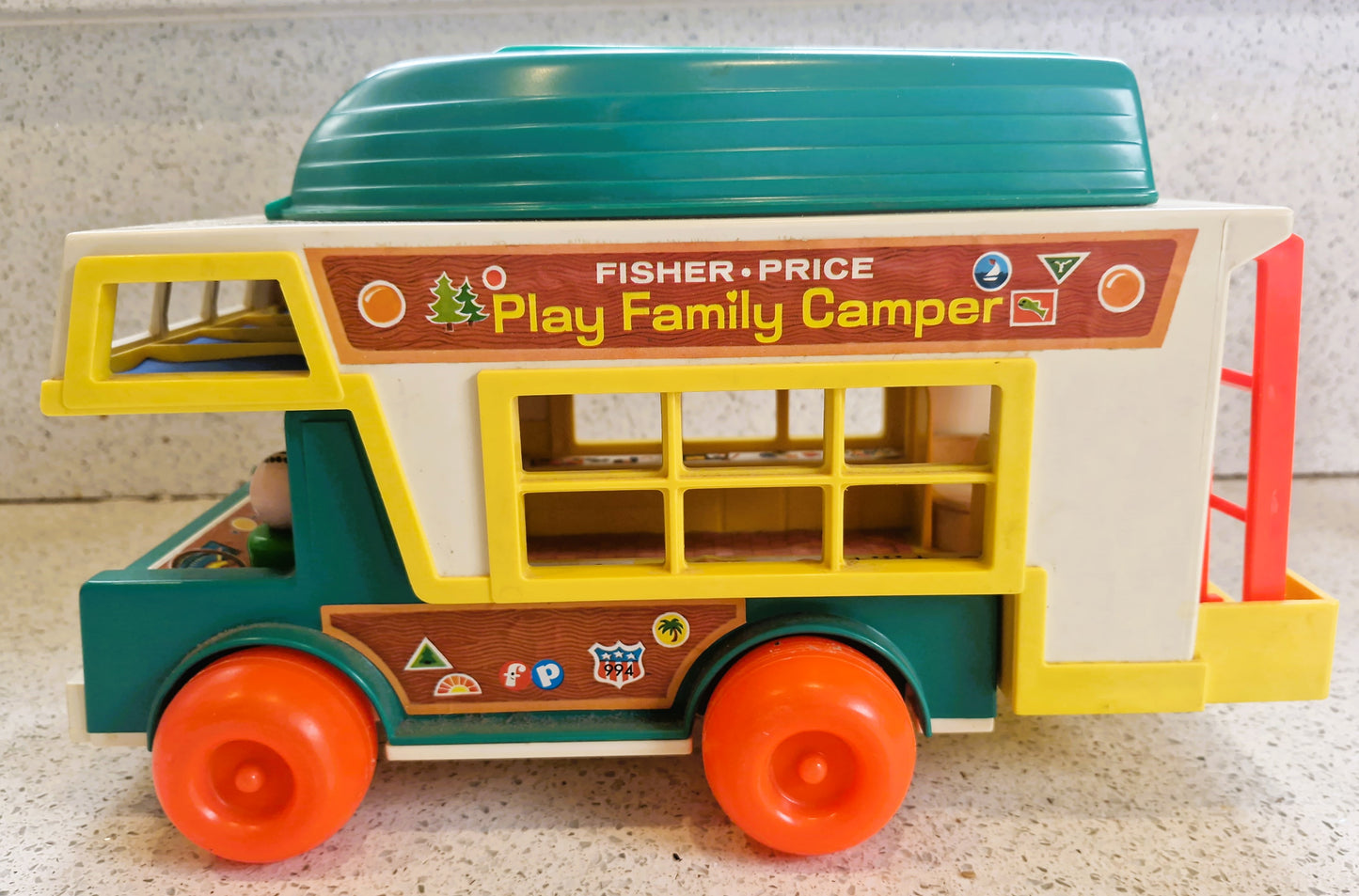 Fisher-Price Vintage Play Family Camper Van, complete, 70s Fisher Price Play Family Camper, 70s. Fisher Price Camper Van