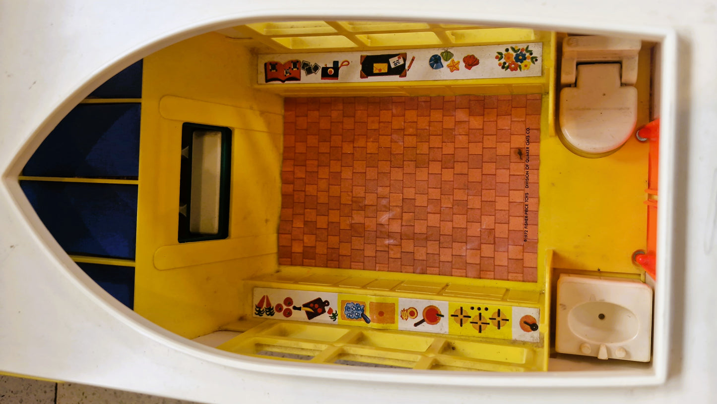 Fisher-Price Vintage Play Family Camper Van, complete, 70s Fisher Price Play Family Camper, 70s. Fisher Price Camper Van