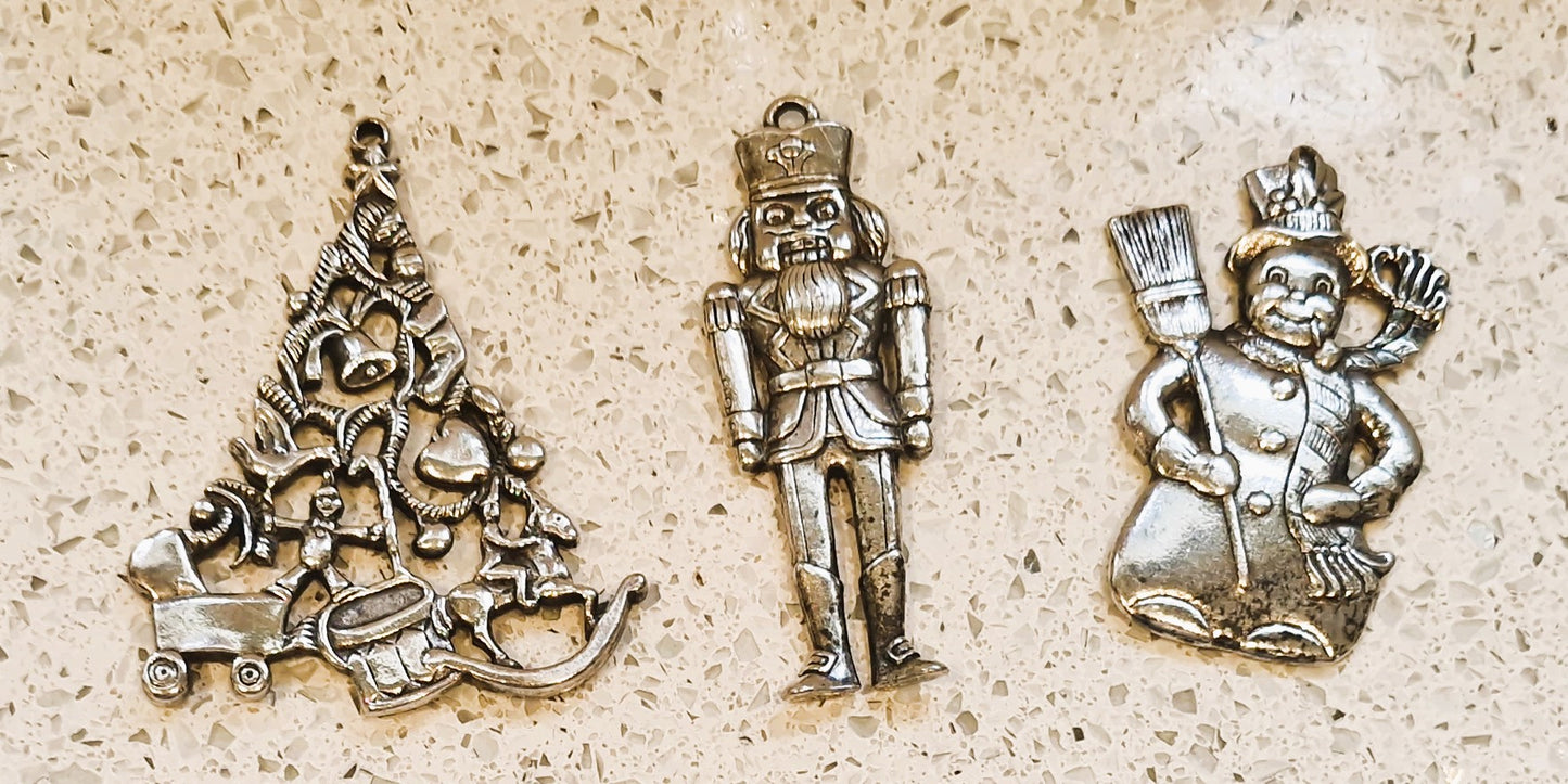 Vintage Gorham Silverplated Christmas Decorations: Hanging, Tree Decorations, Christmas, Xmas, Snowman, Nutcracker, Tree