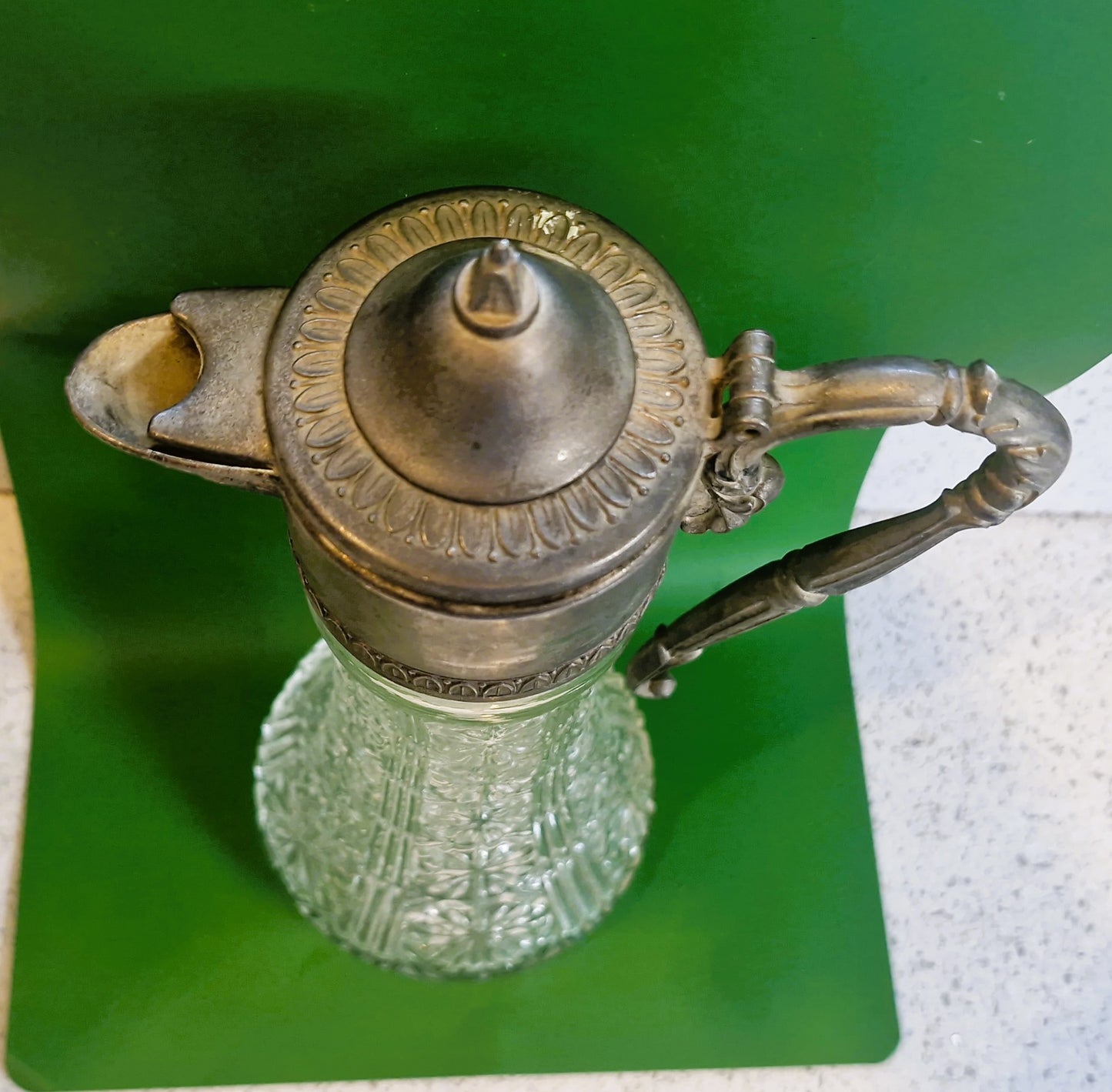 Vintage Cut Glass Decanter: Silver Plated Carafe, Made in England