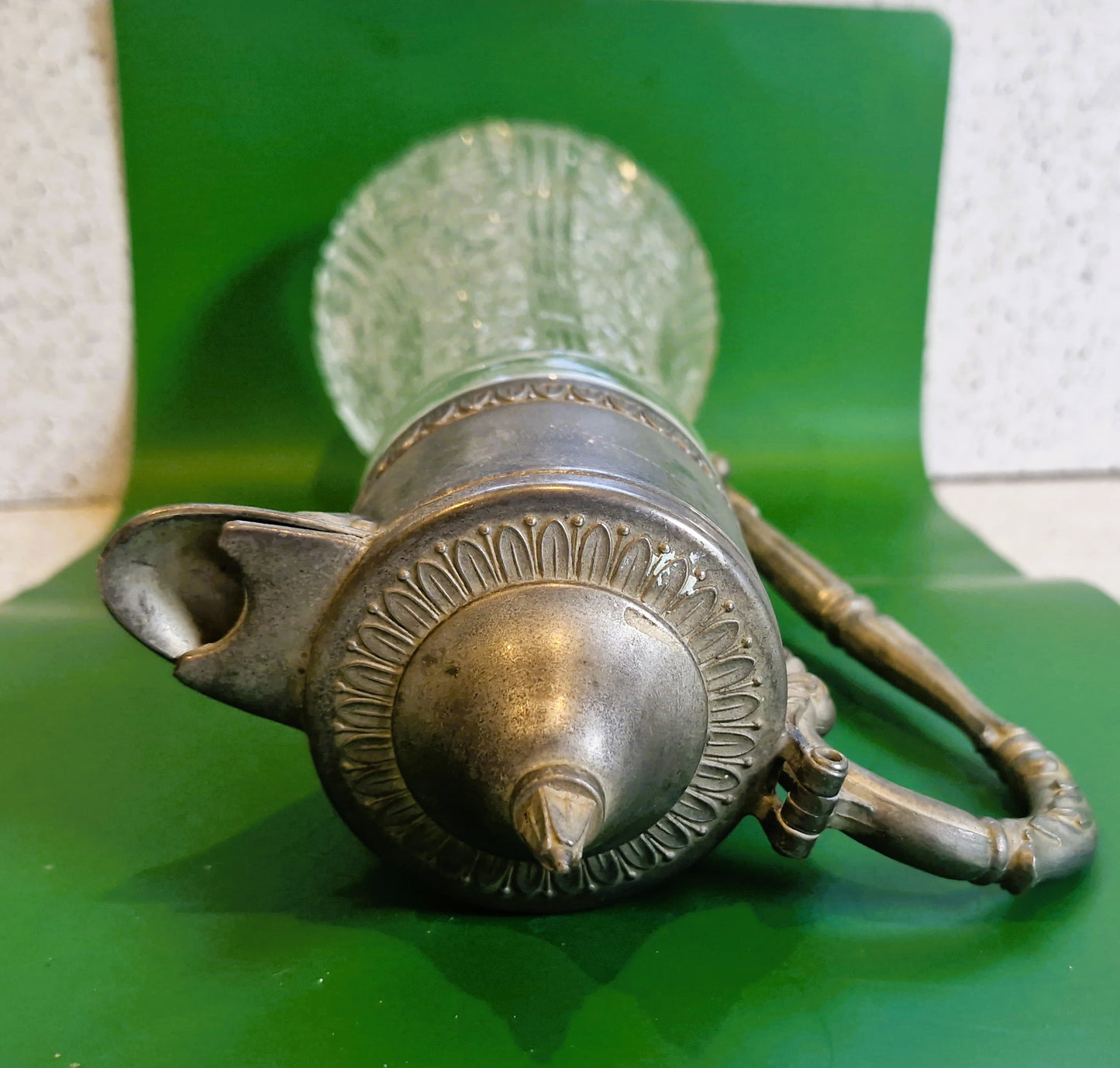 Vintage Cut Glass Decanter: Silver Plated Carafe, Made in England