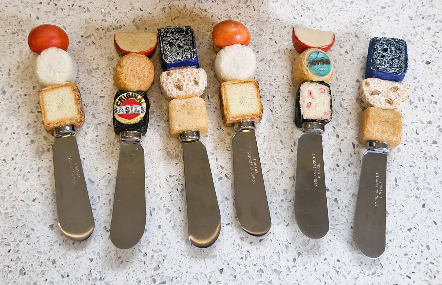 Vintage Cheese Butter spreaders, Boston Warehouse, Quirky, Unique, Novelty Butter Knives