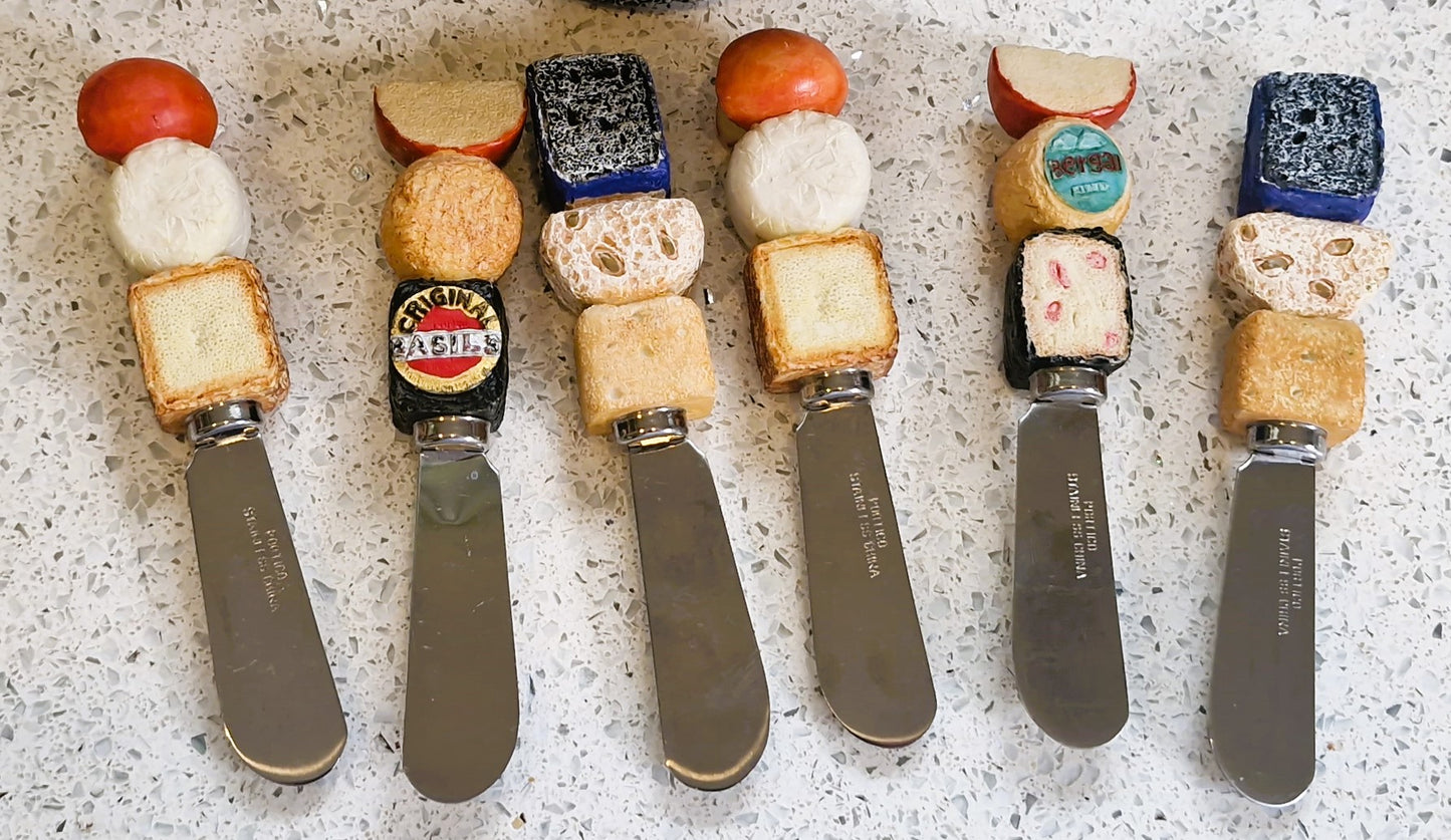 Vintage Cheese Butter spreaders, Boston Warehouse, Quirky, Unique, Novelty Butter Knives