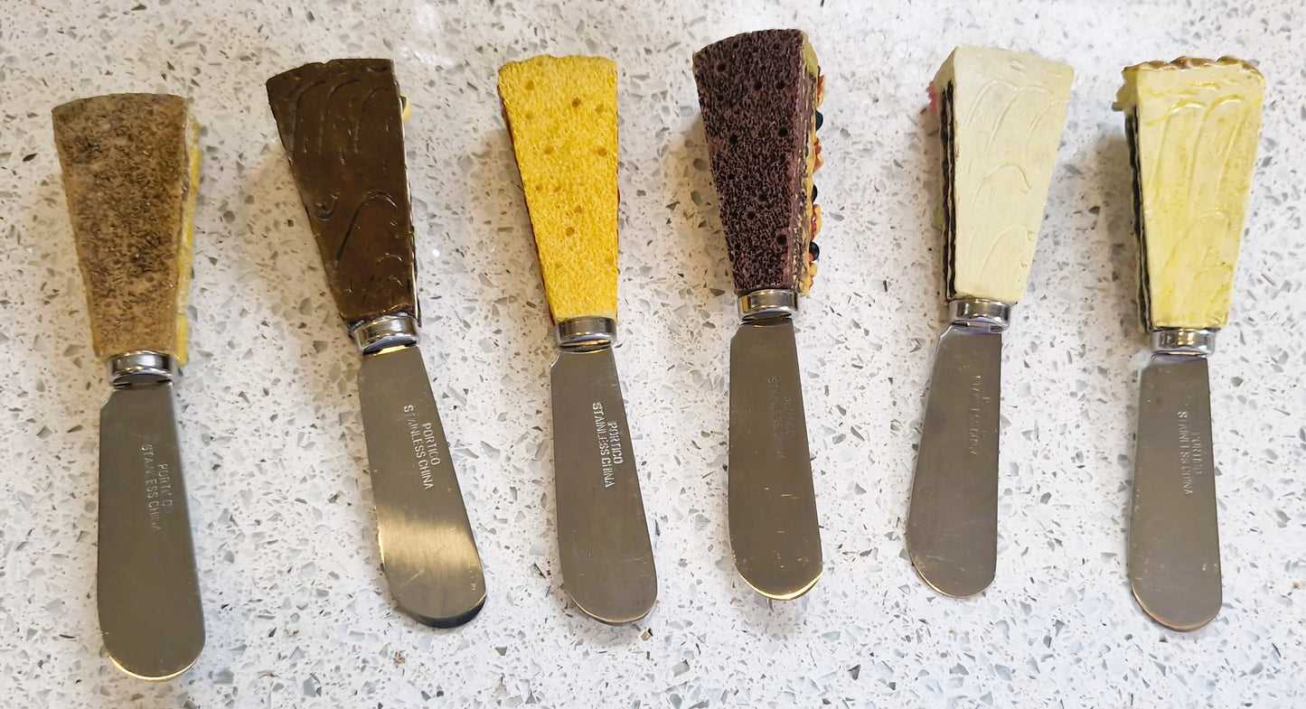 Vintage Patessarie Butter Spreaders, Cake Butter Spreader set, Ceramic Handle,