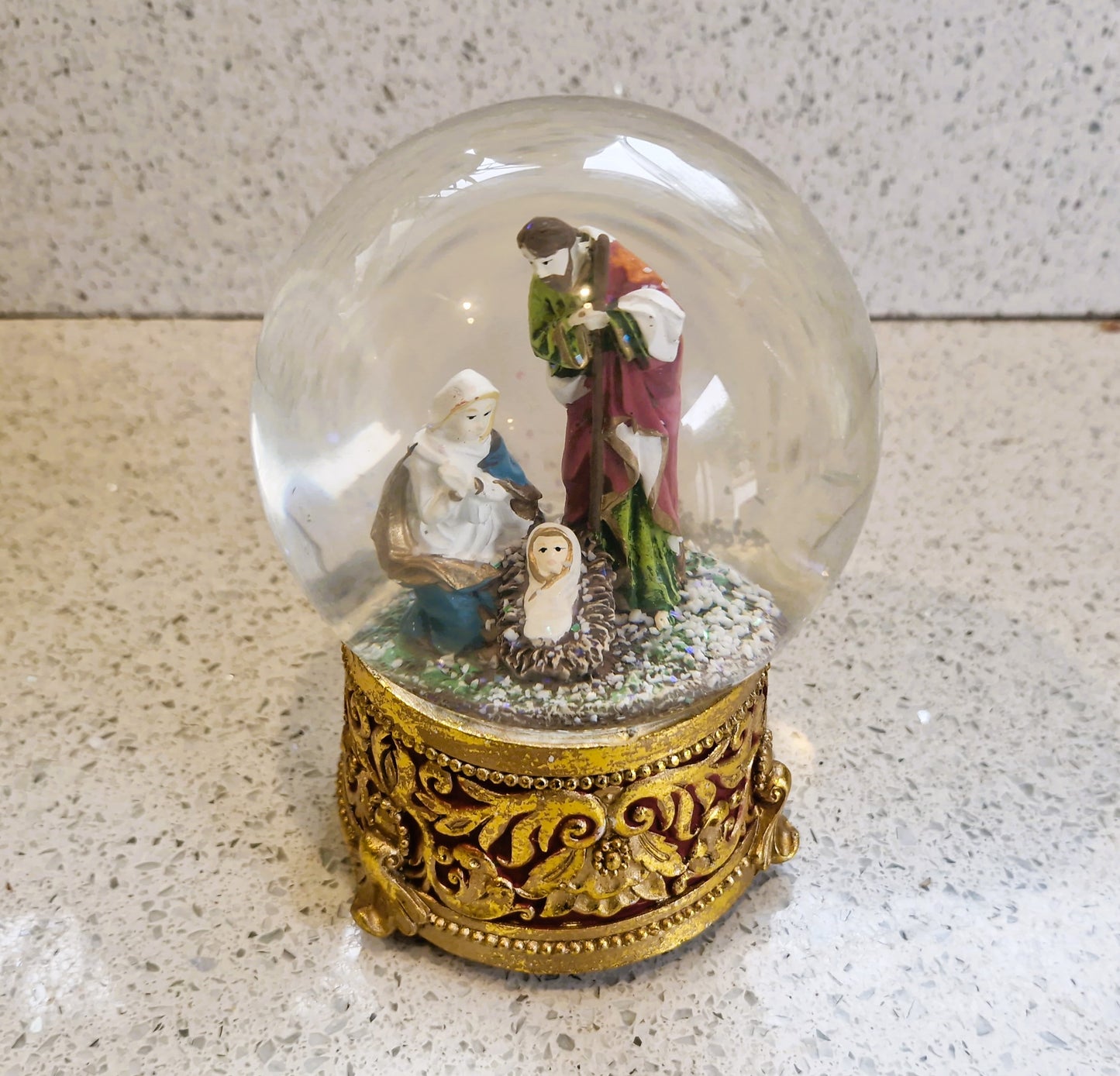 Nativity Scene Musical Snow Globe: Silent Night Christmas Decor, Nativity Set