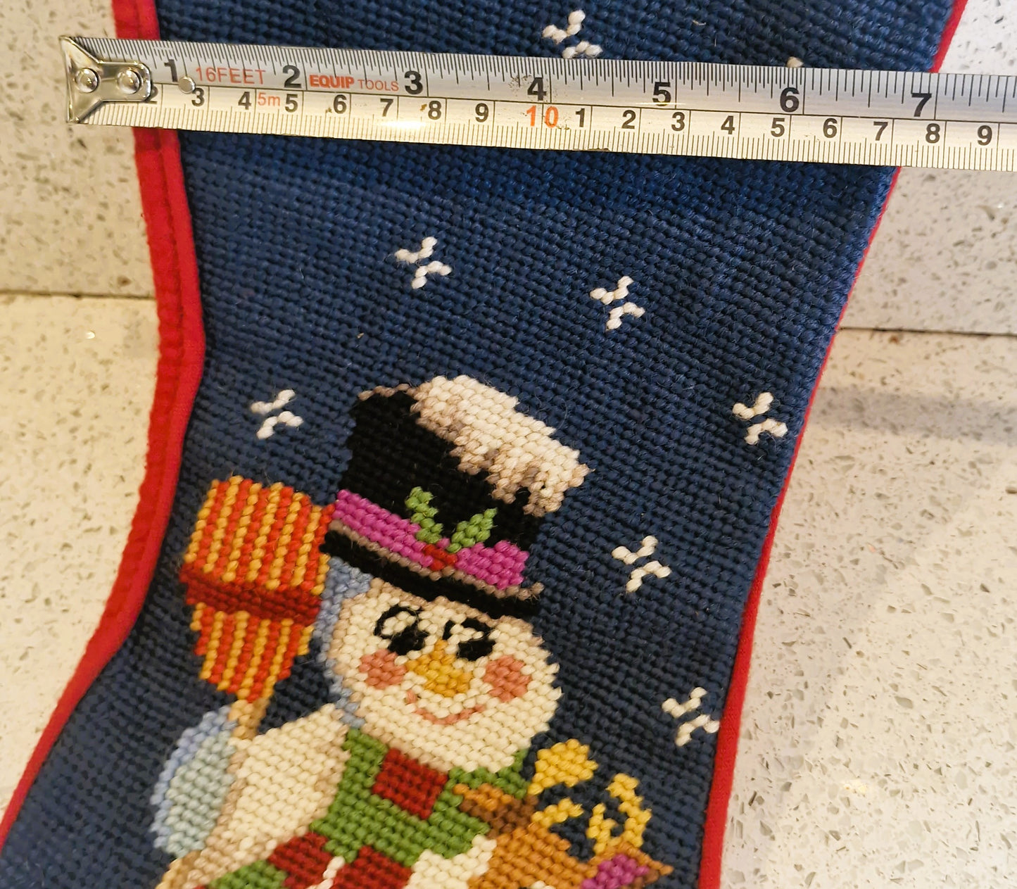 Vintage Christmas Stocking, Teddy Bear, Tapestry Stocking, Hand Made, Unique
