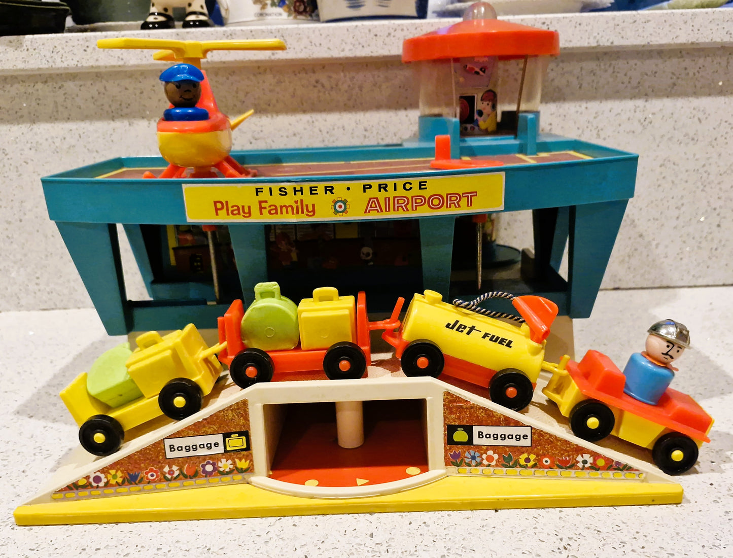 Vintage Fisher Price Little People Airport Set: 1970s Plane, Helicopter & Figures