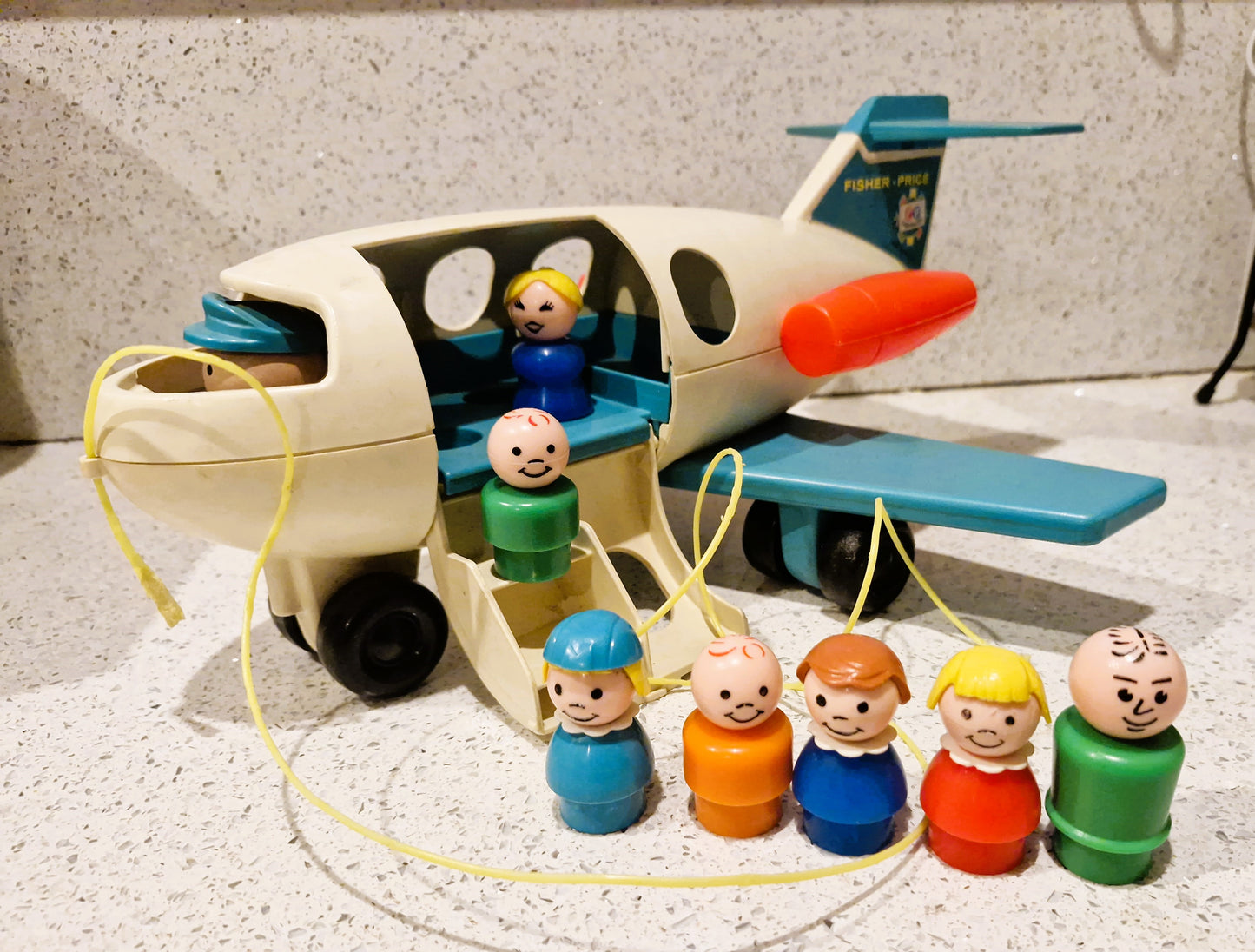 Vintage Fisher Price Little People Airport Set: 1970s Plane, Helicopter & Figures