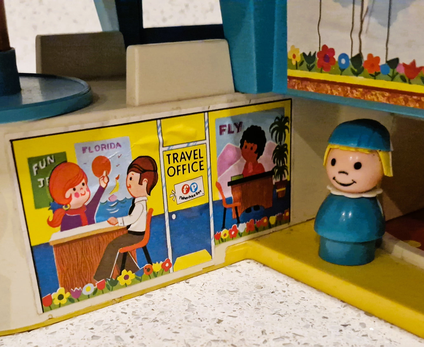 Vintage Fisher Price Little People Airport Set: 1970s Plane, Helicopter & Figures