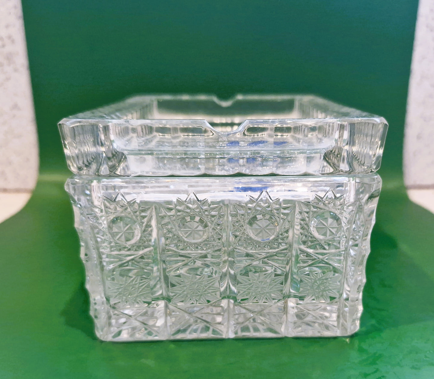 Hand Cut Crystal Box with Lid: Vintage Czech Bohemia Glass