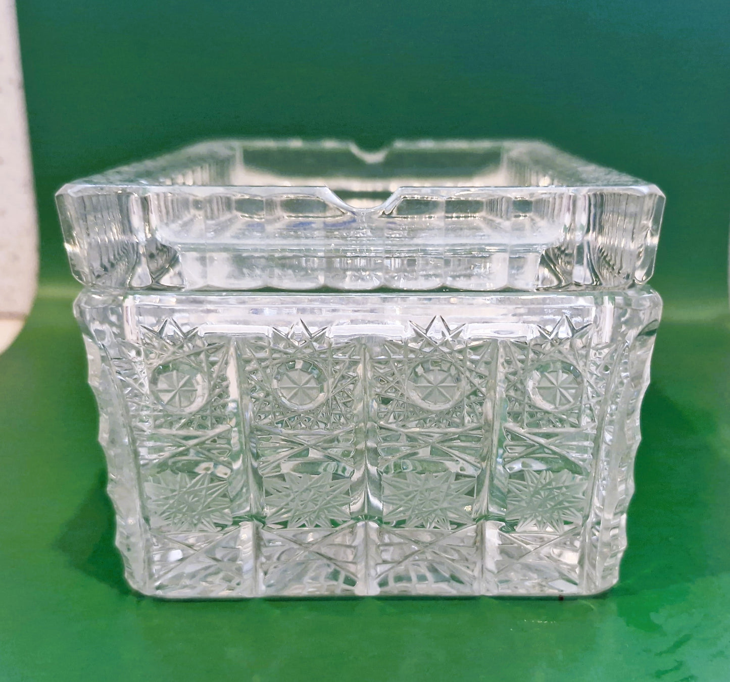 Hand Cut Crystal Box with Lid: Vintage Czech Bohemia Glass