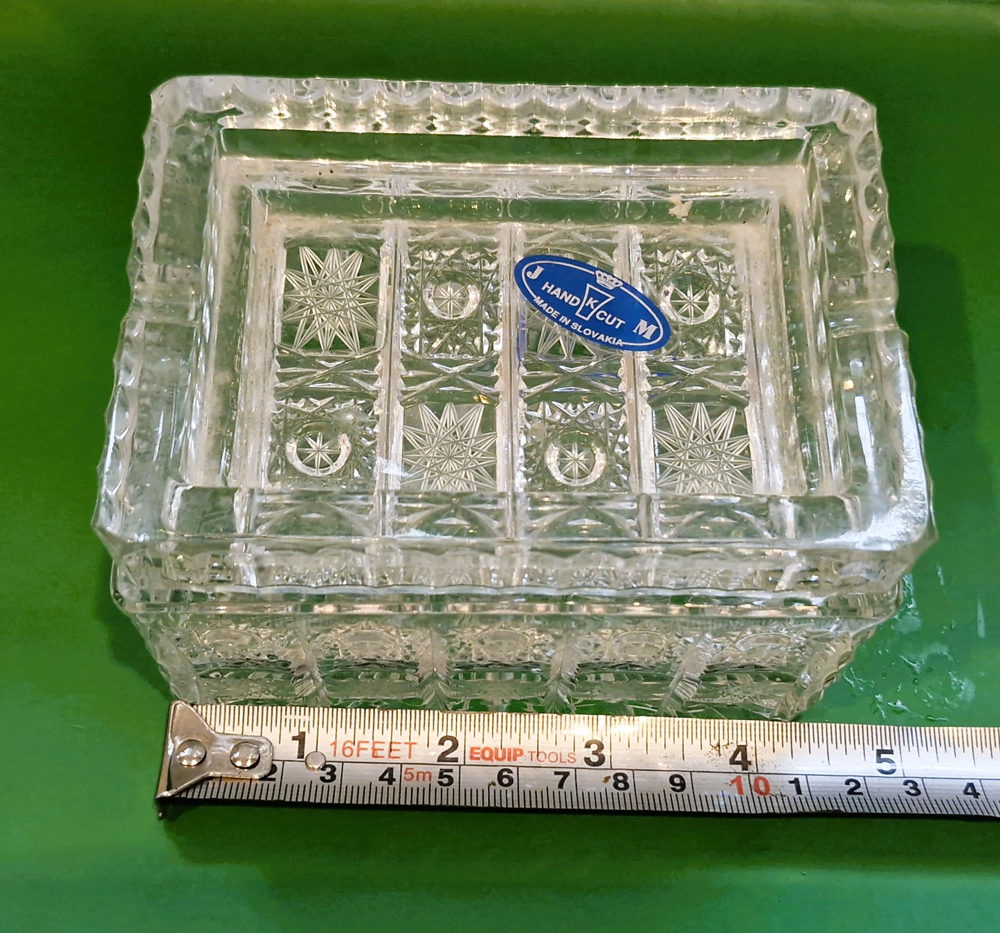 Hand Cut Crystal Box with Lid: Vintage Czech Bohemia Glass