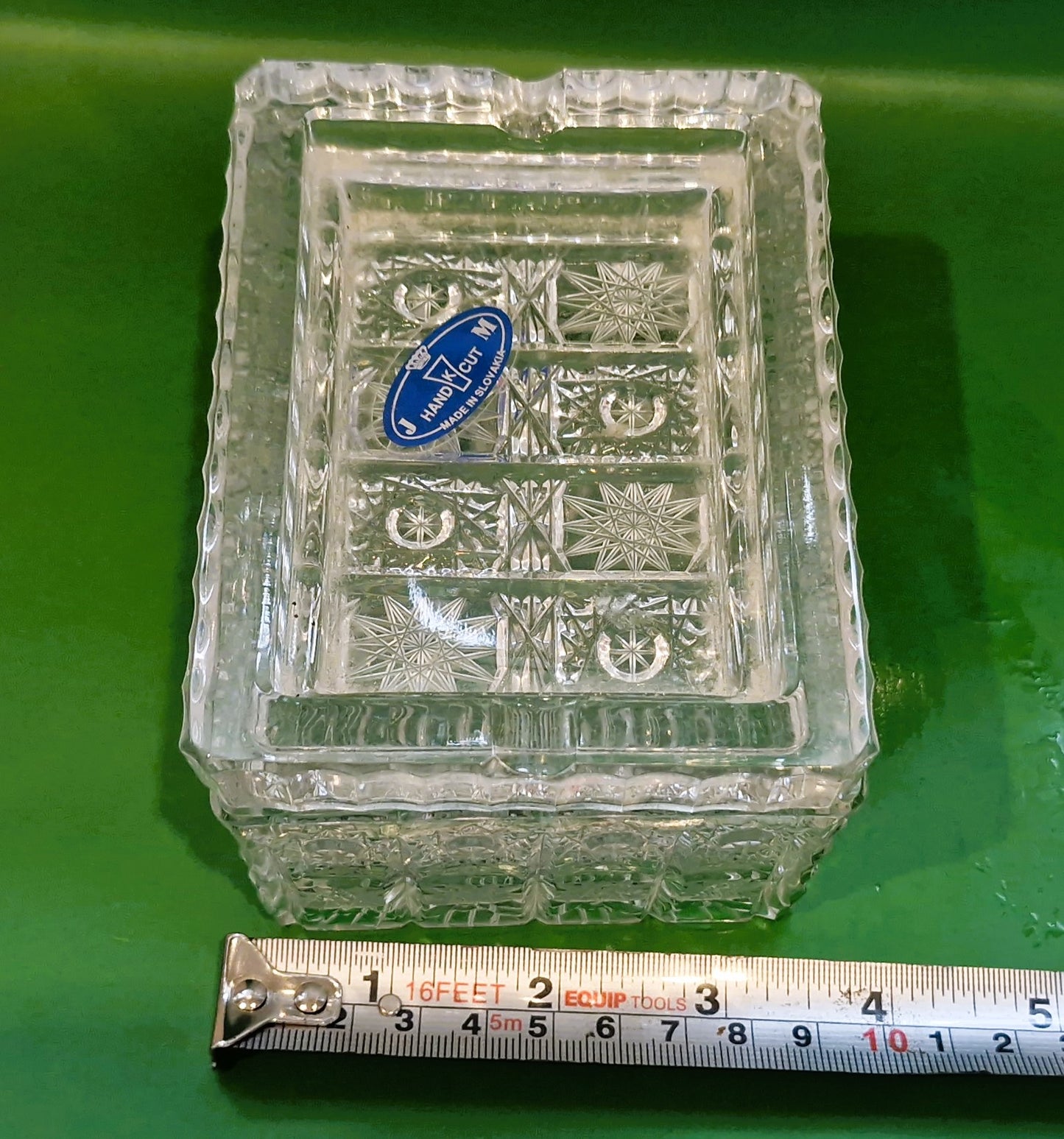 Hand Cut Crystal Box with Lid: Vintage Czech Bohemia Glass