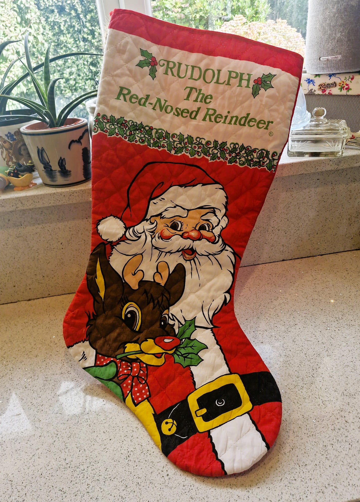 Vintage Christmas Stocking, Vintage, Handmade Christmas Stocking,  Christmas, Xmas, Stocking, Kitsch, Quirky, Santa, Father Christmas