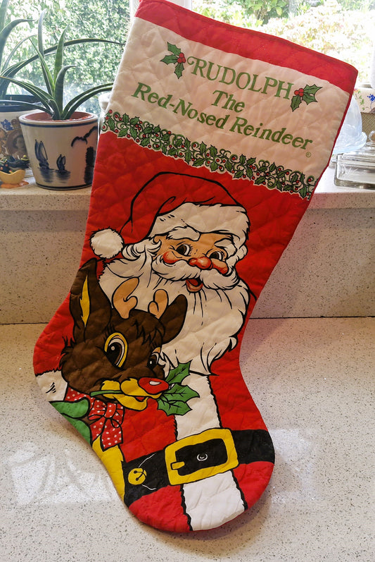 Vintage Christmas Stocking, Vintage, Handmade Christmas Stocking,  Christmas, Xmas, Stocking, Kitsch, Quirky, Santa, Father Christmas