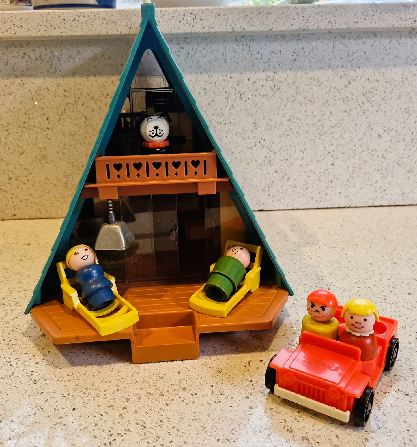 Fisher-Price Play Family A Frame House, Fisher Price A frame House, complete, Vintage Fisher Price Toys, 1970s