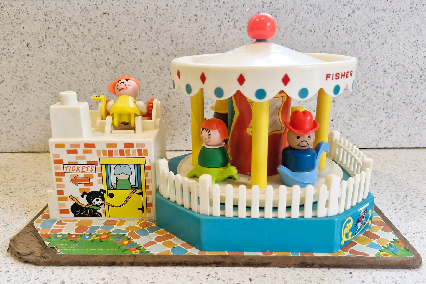 Vintage Fisher Price Merry-Go-Round - Rare Wooden Little People