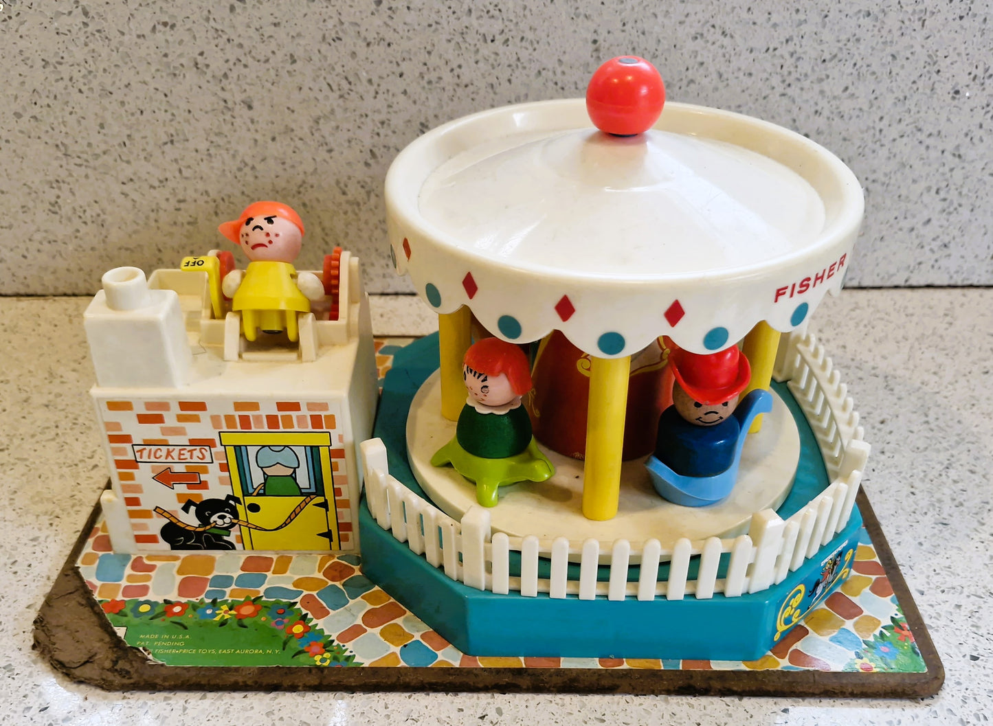 Vintage Fisher Price Merry-Go-Round - Rare Wooden Little People