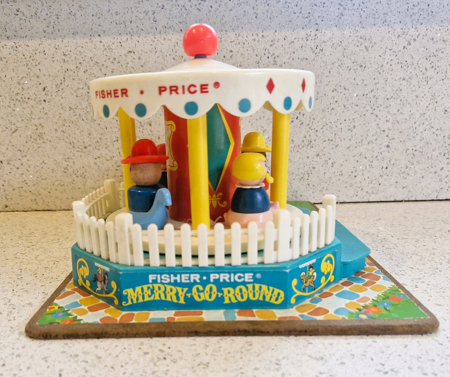 Vintage Fisher Price Merry-Go-Round - Rare Wooden Little People