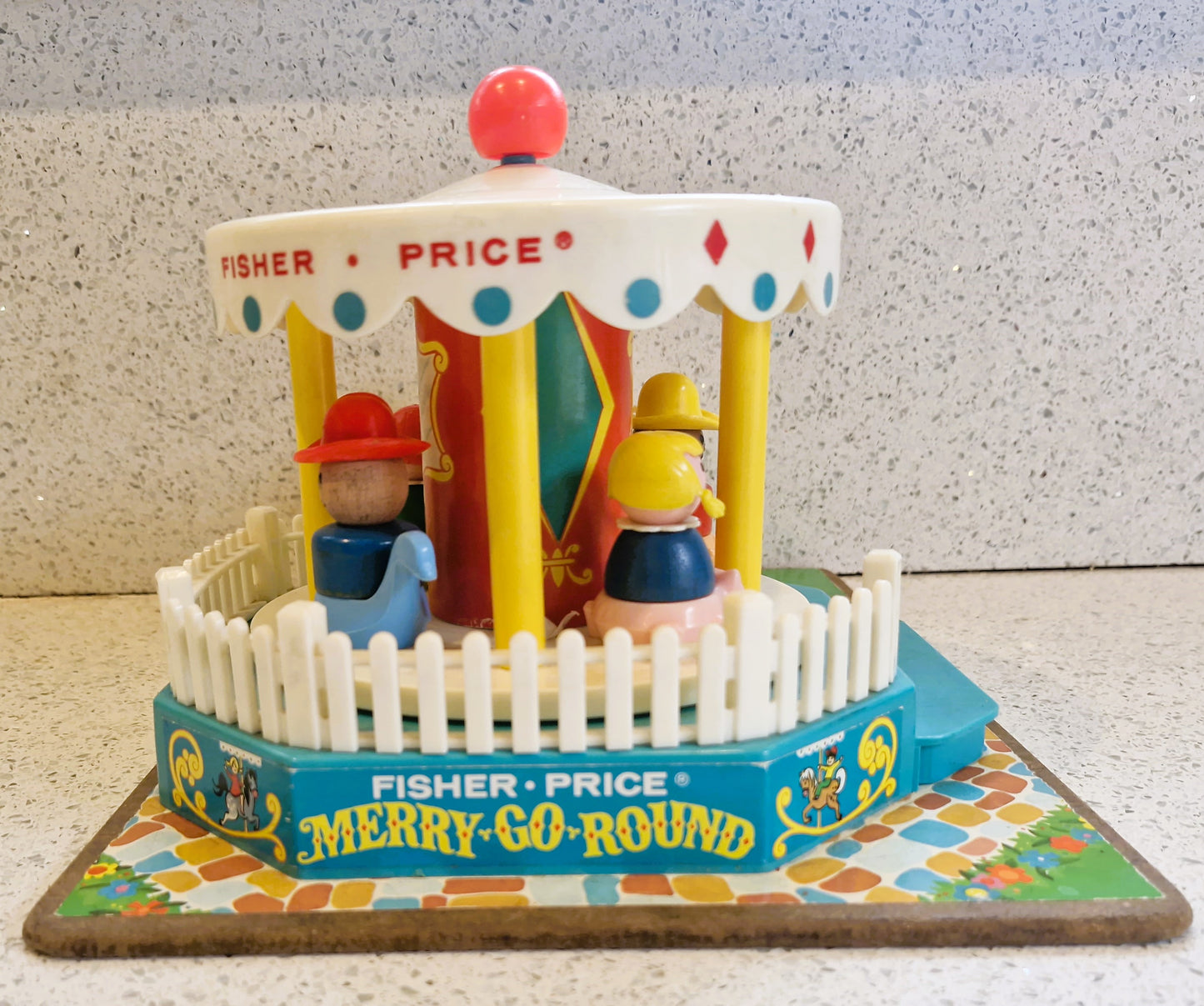 Vintage Fisher Price Merry-Go-Round - Rare Wooden Little People