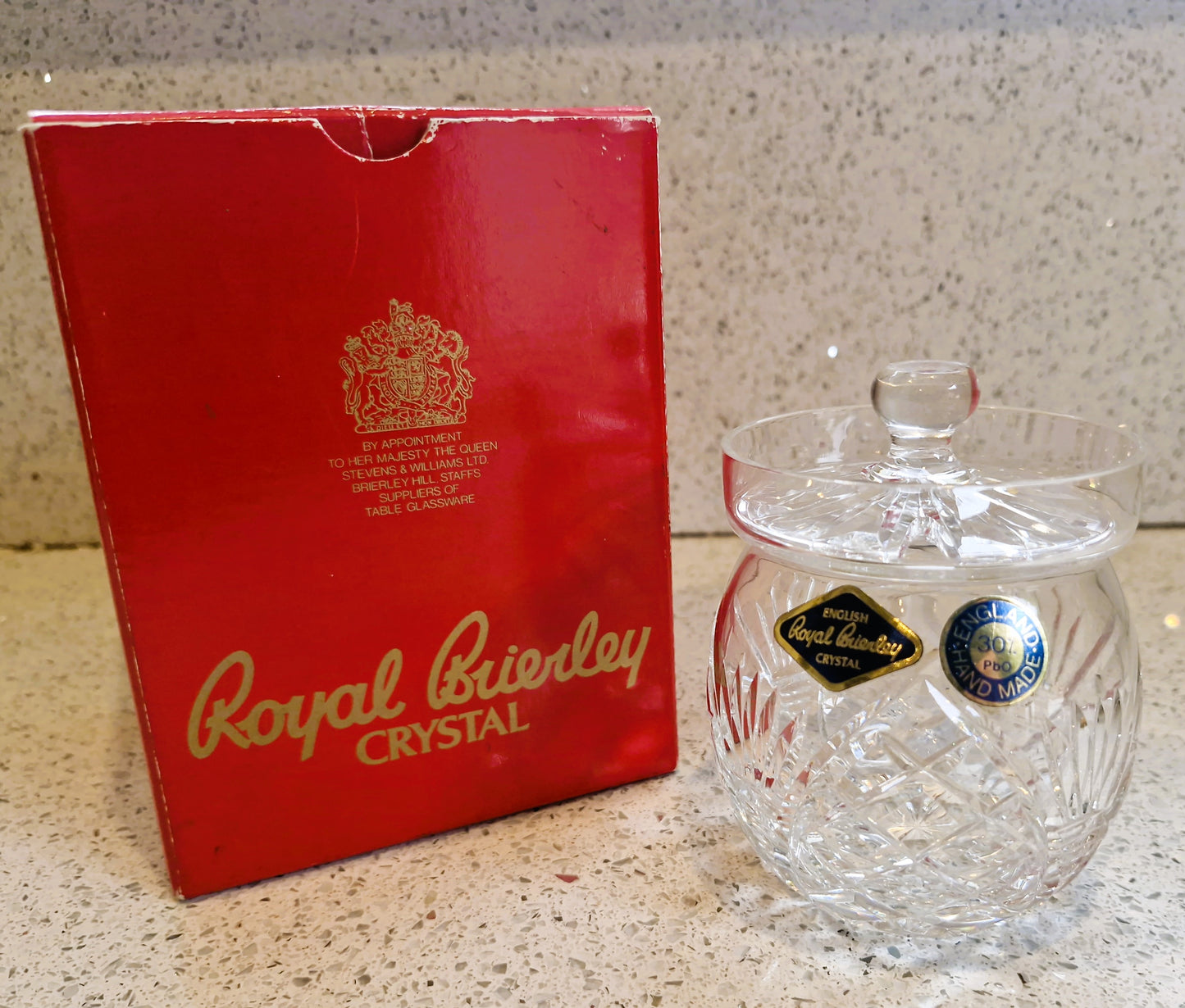 Royal Brierley Handmade Crystal Sugar Bowl, Boxed, Immaculate Condition