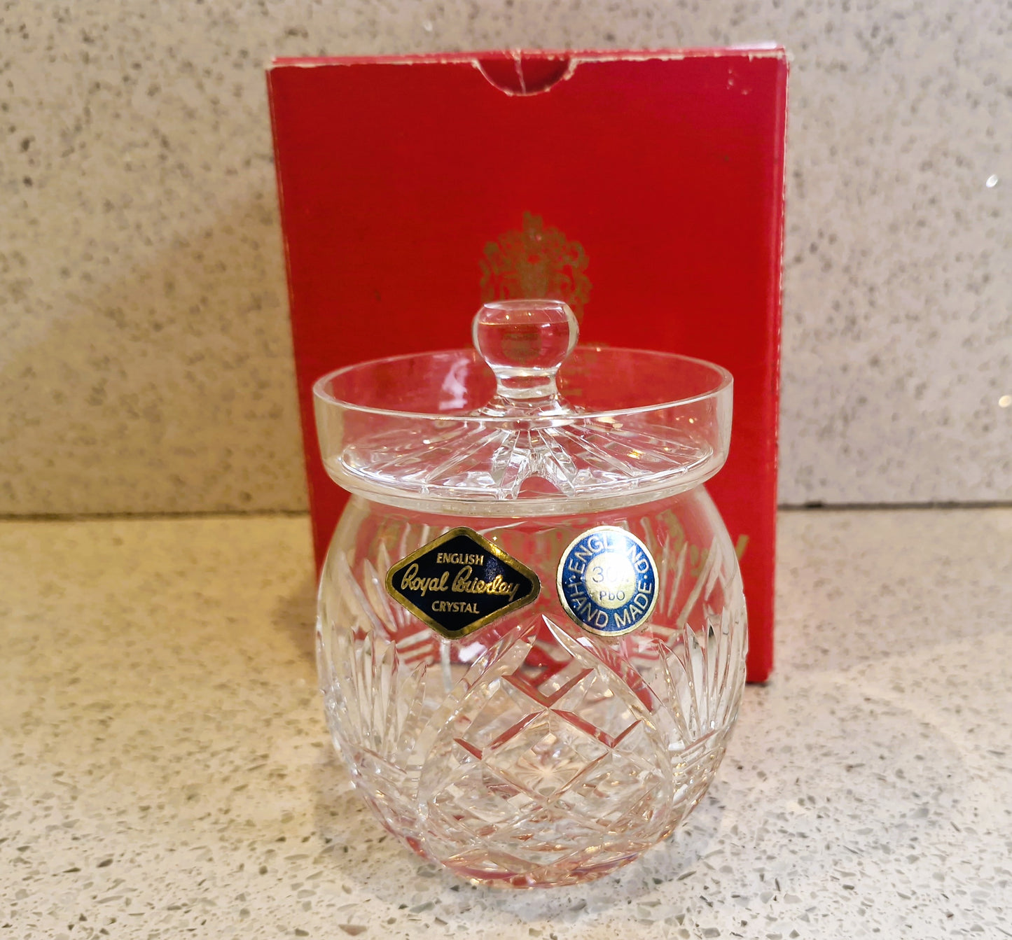 Royal Brierley Handmade Crystal Sugar Bowl, Boxed, Immaculate Condition