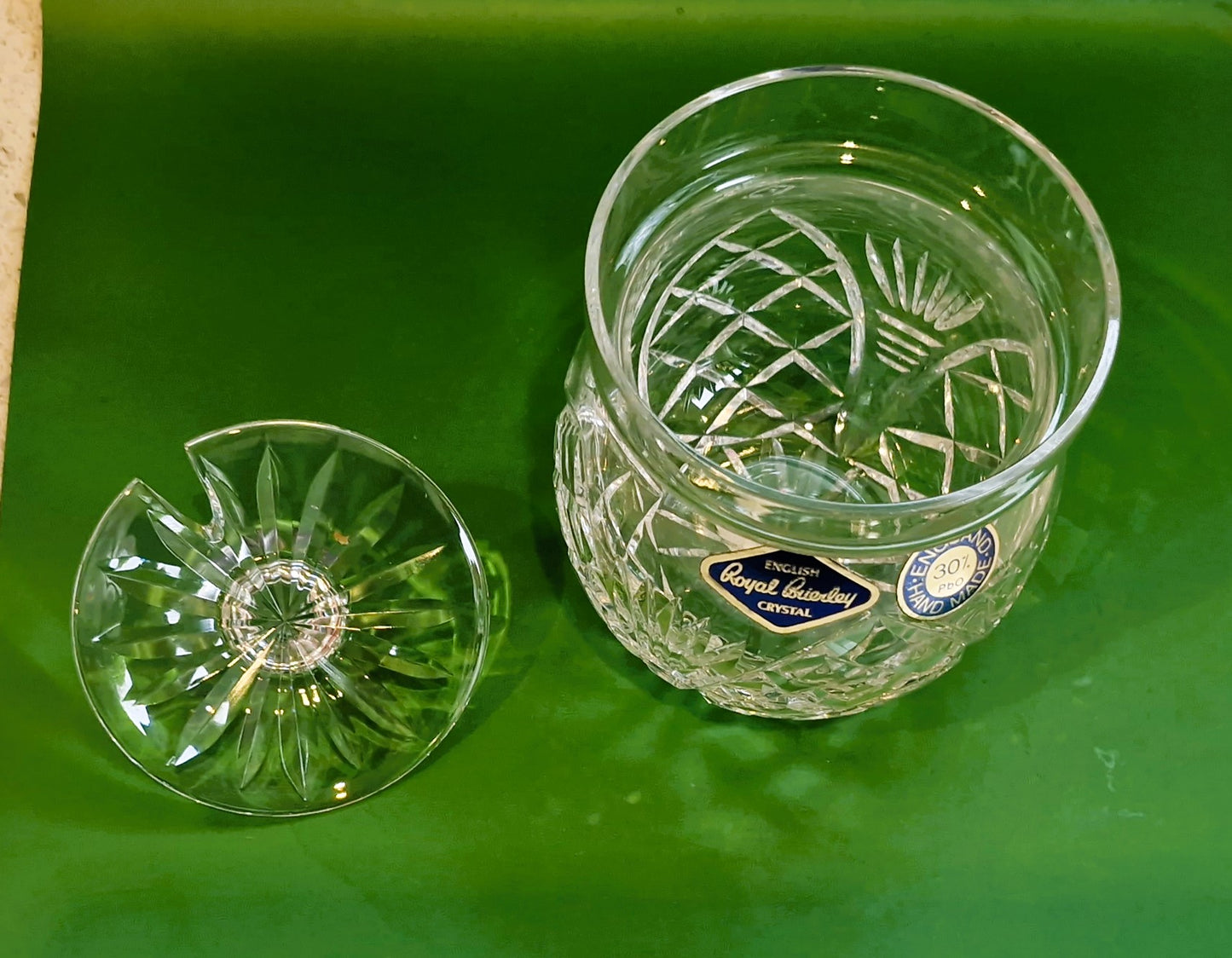 Royal Brierley Handmade Crystal Sugar Bowl, Boxed, Immaculate Condition