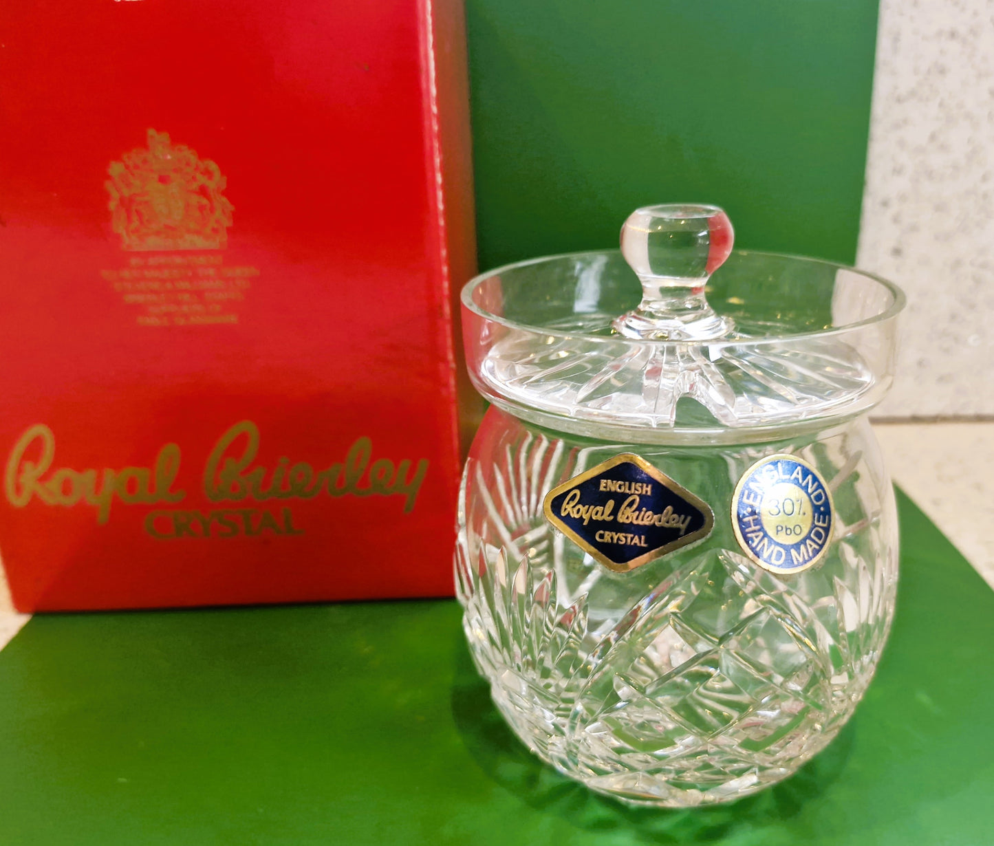 Royal Brierley Handmade Crystal Sugar Bowl, Boxed, Immaculate Condition
