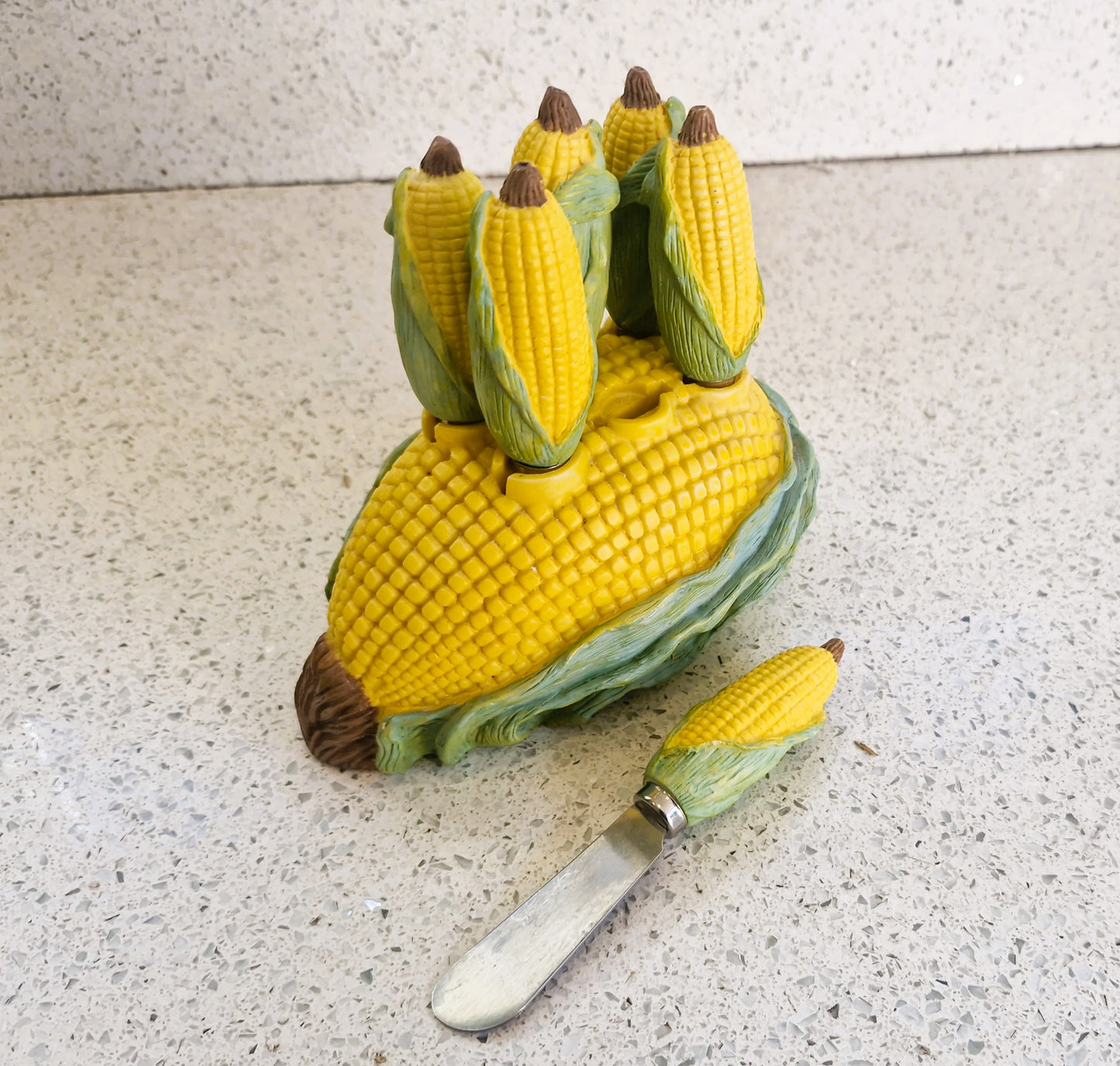 Vintage Sweetcorn Butter Spreader Set: Corn on the cob serving, Corn on the cob Butter spreaders