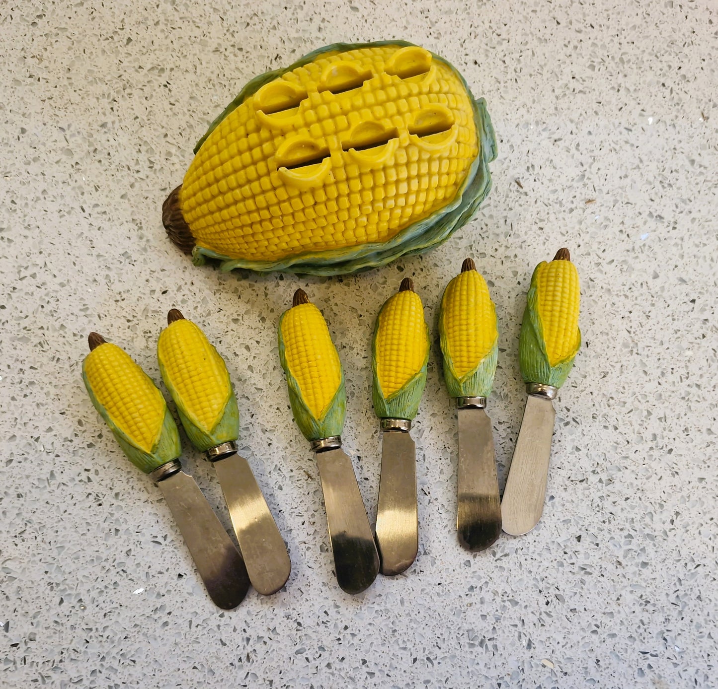 Vintage Sweetcorn Butter Spreader Set: Corn on the cob serving, Corn on the cob Butter spreaders