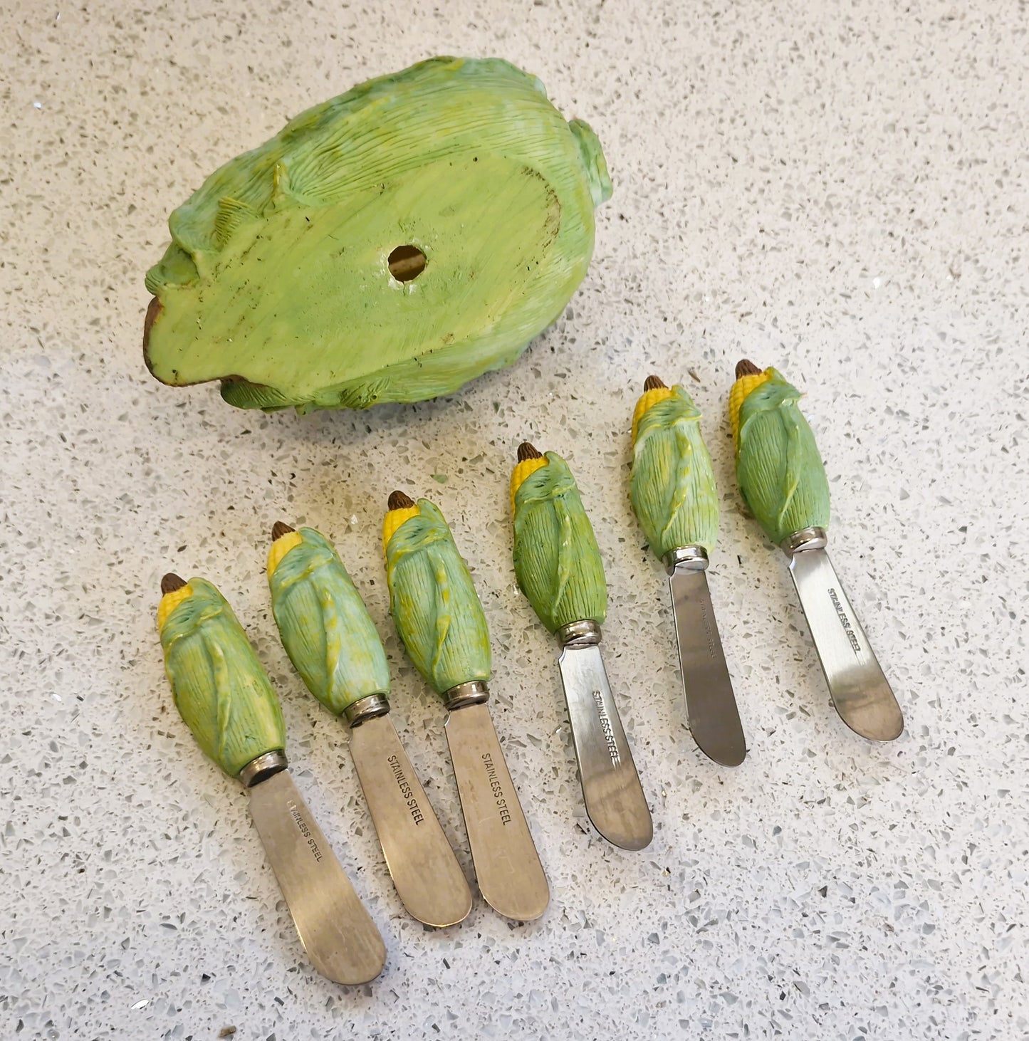Vintage Sweetcorn Butter Spreader Set: Corn on the cob serving, Corn on the cob Butter spreaders