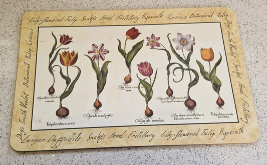 Cloverleaf Tulip Botanical Table Mat, Cloverleaf Botanical, Placemats - Vintage Farmhouse Decor (17x11 Inch)